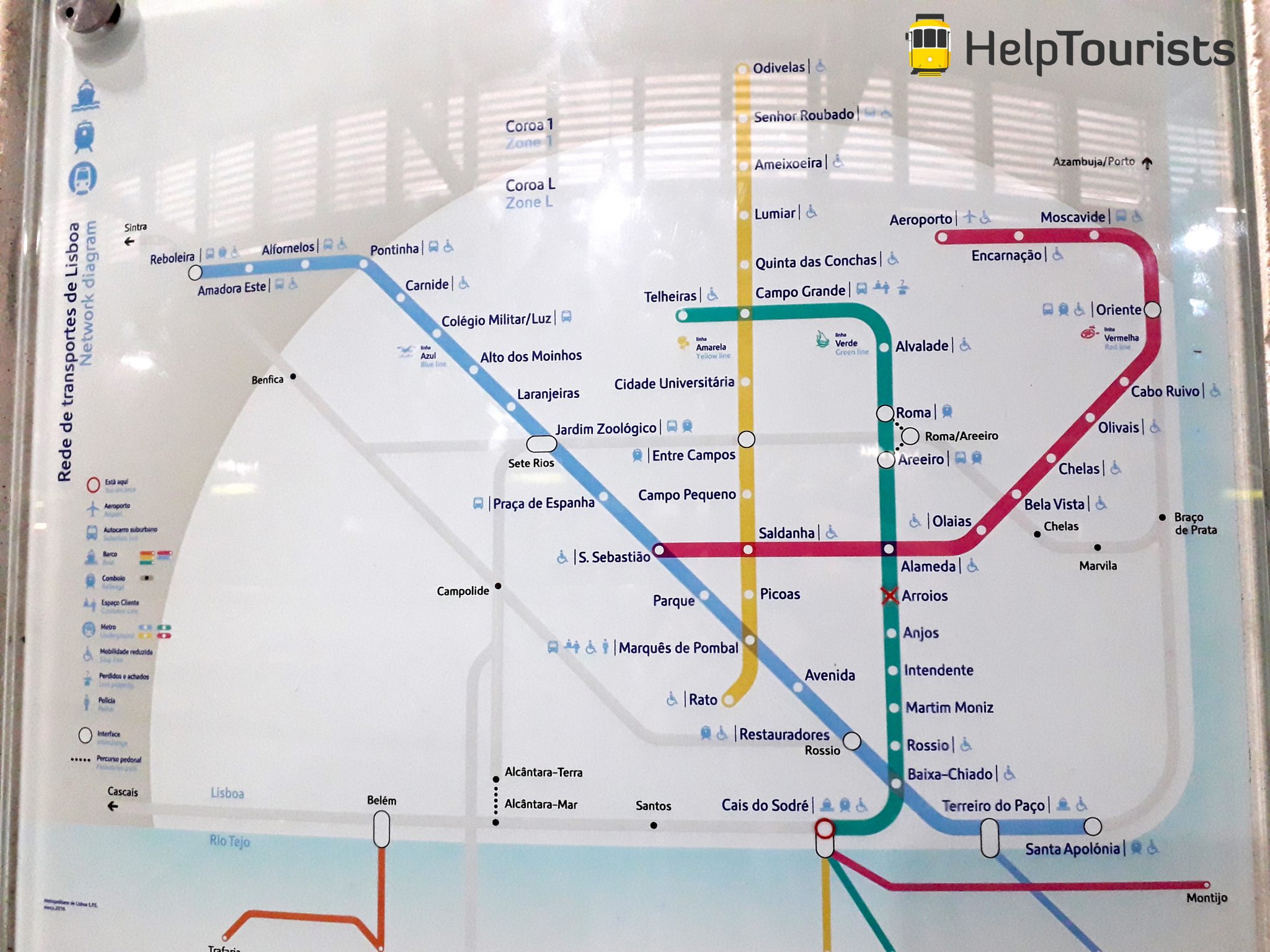 Lissabon U-Bahn Karte Übersicht