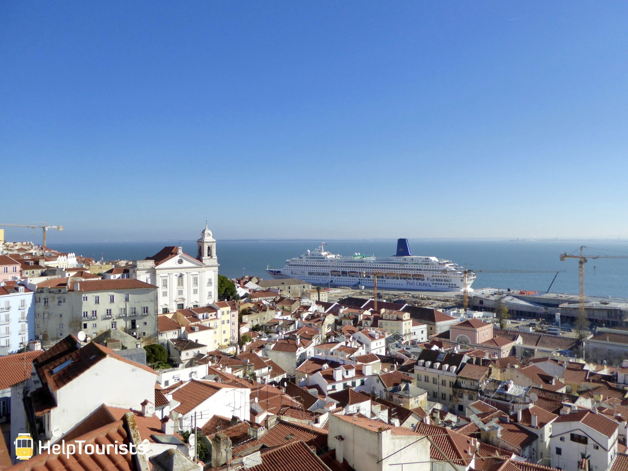 Lissabon Tejo Kreuzfahrtschiff Aussicht